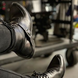 JUSTIN DEAKIN calf skin designer combat boots